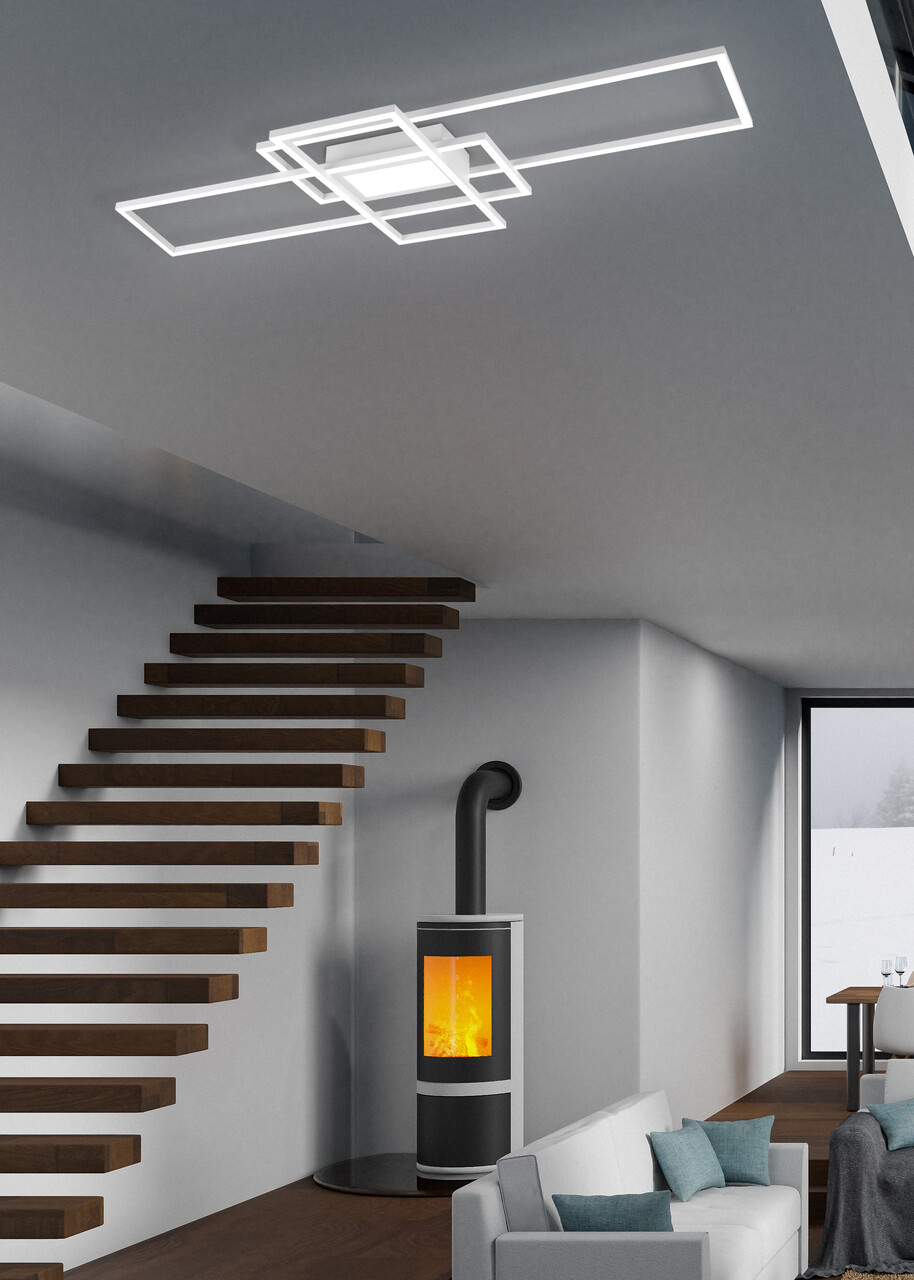 Plafoniera Irvine, TRIO, 105x42x6.5 cm, 60W, 1x SMD, metal, alb mat - imagine 6